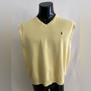 Polo Ralph Lauren Sweater Vest Yellow V-Neck Embroidered Southern Hills CC Logo